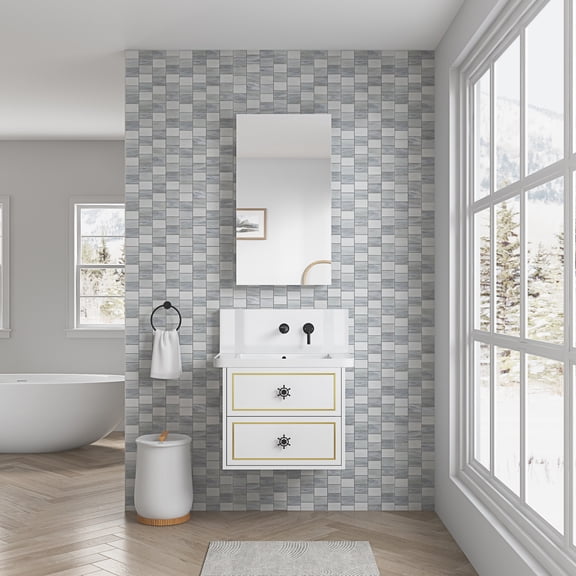 20'' Wide, 36'' High, White Appearance - Clear and Undistorted Mirror - Bathroom Utility - Meet Daily Grooming Needs