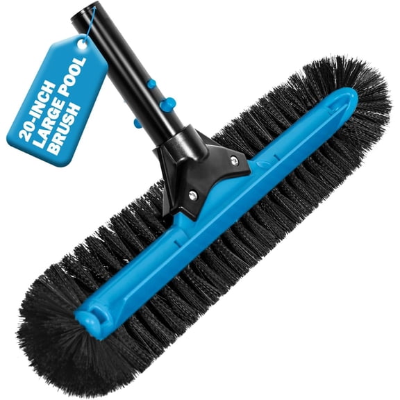 20" Wide Pool Brush Head, Heavy Duty Pool Cleaning Brush with 12-Rows Soft Bristles, Inground/Above Ground Pool Brushes with Curved Ends, Safe for Vinyl Liner
