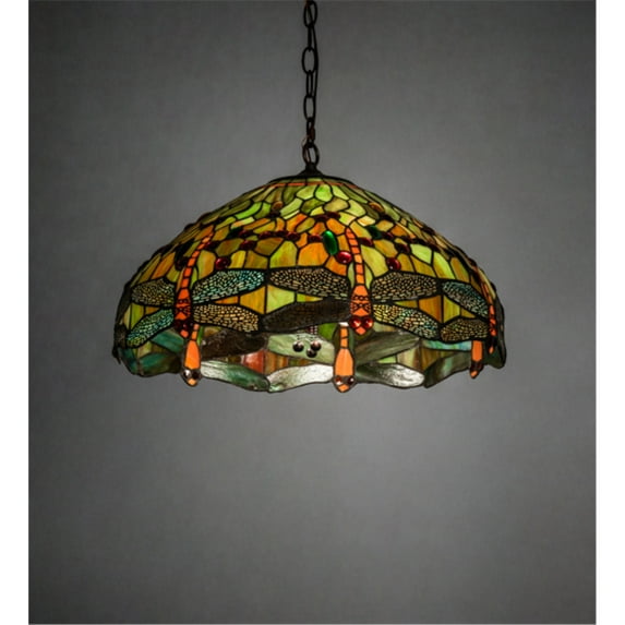 Meyda Lighting 20" Wide Tiffany Hanginghead Dragonfly Pendant
