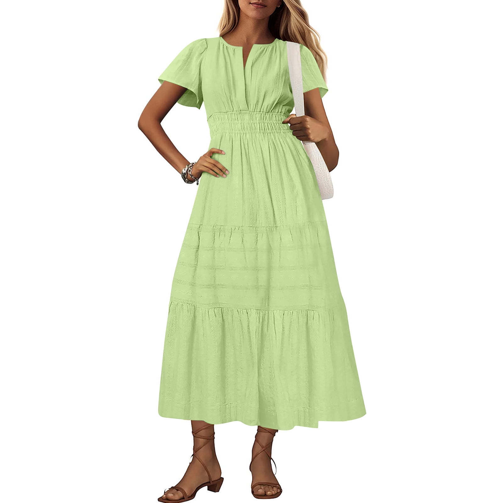 Under $20 Dress for Women, Women's Fashion Sexy Solid Short Sleeve V-Neck Pleated Dresses Long Dress Midi Maxi Dresses Elastic Waist Boho Beach Dress Pockets(Coffee,XXL) - Walmart.com Under $20 Dress for Women, Women's Fashion Sexy Solid Short Sleeve V-Neck Pleated Dresses Long Dress Midi Maxi Dresses Elastic Waist Boho Beach Dress Pockets(Coffee,XXL) - Walmart.com