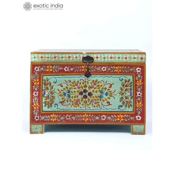 20" Wooden Hand-Painted Storage Box