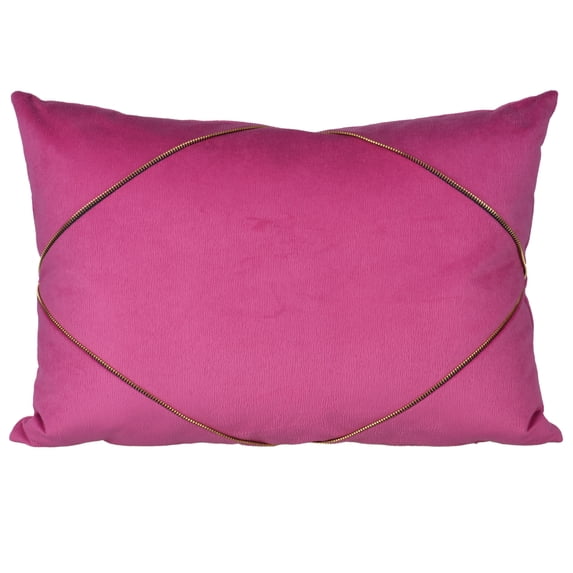 20 X 14 Inch Polyester Pillow with Zipper Accent, Set of 2, Pink- Saltoro Sherpi