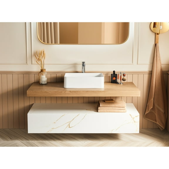 20" X 14" Solid Surface Bathroom Sink Basin In Matte White - Modern And Elegant Look Vessel Enhances Aesthetics