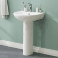 thumbnail image 1 of 20" X 17" Bathroom Pedestal Sink Modern U-Shape Ceramic Pedestal Sink For Bathroom, Pedestal Sink Compact White Pedestal Bathroom Sink With Overflow, 1 of 8