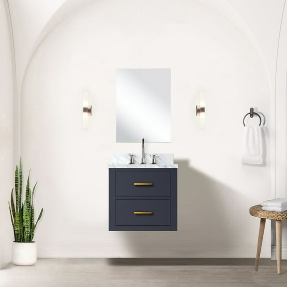 20" X 18" Blue Vanity With Under Sink Box, Single Sink, Soft Close, Fully Assembled For Bathroom Drawer,