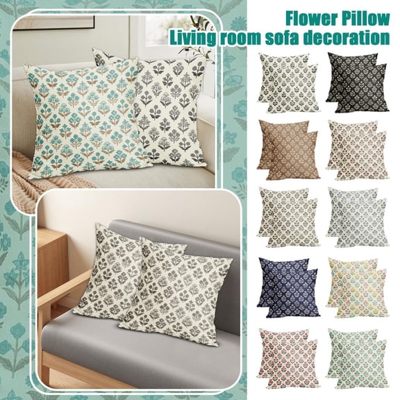 20 X 20 Inch Floral Printed Pillow Cover, Soft Decorative Throw Pillow Case With Elegant Vintage Pattern, Pack Of 1, For Couch, Sofa, Bedroom, Living Room, Home Decor For S,