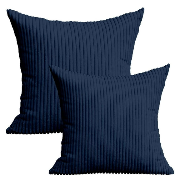 20" X 20" Modern Contemporary Transitional Navy Blue Striped Polyester Throw Pillow ( 2 Count)