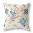 thumbnail image 1 of 20" X 20" Off White And Orange Broadcloth Floral Throw Pillow, 1 of 5