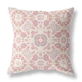 thumbnail image 1 of 20" X 20" Pink And White Zippered Suede Geometric Throw Pillow, 1 of 5