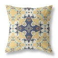 thumbnail image 1 of 20" X 20" Yellow And Blue Floral Blown Seam Suede Throw Pillow, 1 of 4