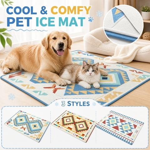 20 X 28 Inch Dog Cooling Mat Outdoor Cooling Mat for Dogs Cooling Mat for Cats Outdoor Geometric Patio Rug Washable Lightweight Rug for Pets Indoor Outdoor 1 Pack