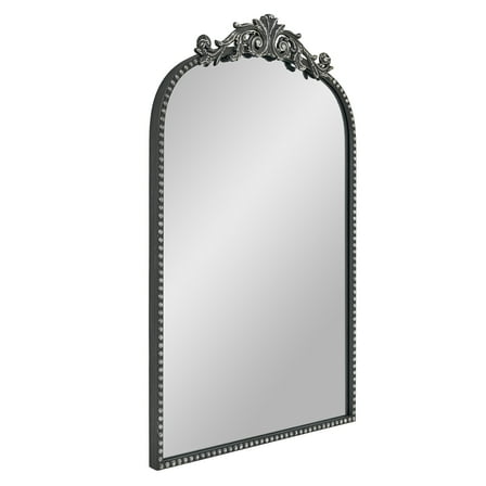 Filigree 20x30 Black Arched Ornate Large Wall Mirror for Bathroom or Living Room