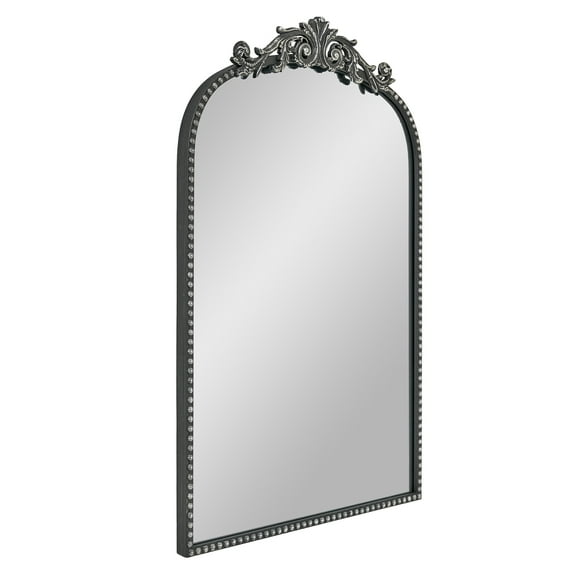 Filigree 20x30 Black Arched Ornate Large Wall Mirror for Bathroom or Living Room