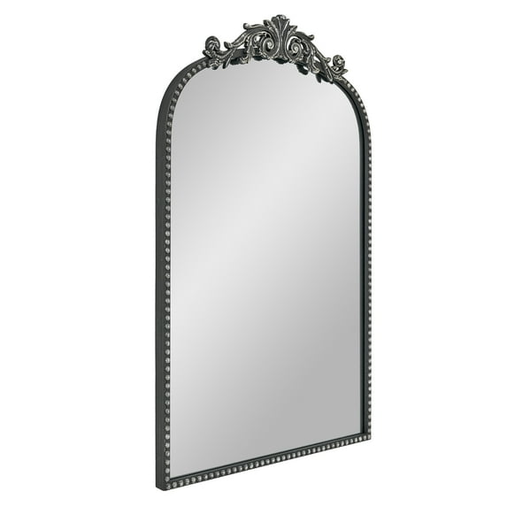 Filigree 20x30 Black Arched Ornate Large Wall Mirror for Bathroom or Living Room