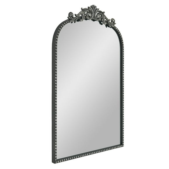 Filigree 20x30 Black Arched Ornate Large Wall Mirror for Bathroom or Living Room