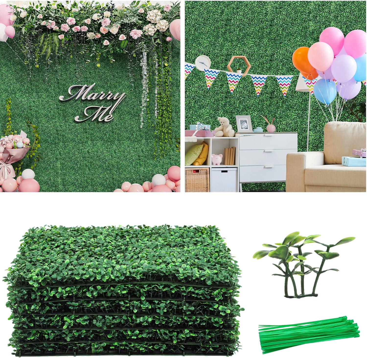 20"X20" Artificial Grass Wall Boxwood Hedge Wall Panels Artificial