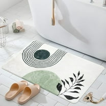 20"X32" Boho Bath Rugs for Bathroom Decor Non-Slip Bath Mat Absorbent Plush Microfiber Soft Carpet Machine Washable Bath Mat for Bathrooms,Showers,Laundry Rooms,White and Green