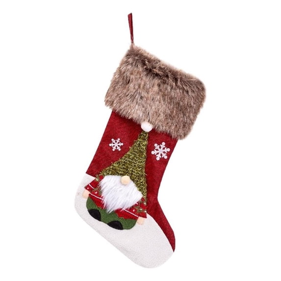 20" Xmas Gnome Stocking-Burgundy