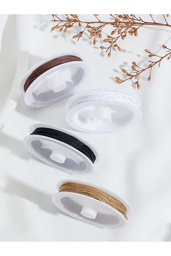 20 Yard 1mm Waxed Cotton Thread Cords Macrame Artisan String with 4Pcs Plastic Empty Spools Beading String Beads Bracelet Necklace Jewelry Making Macrame Supplies Colorful