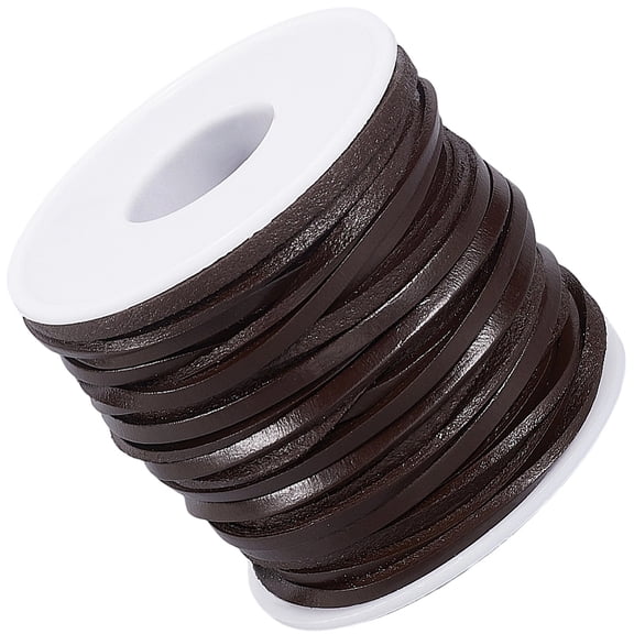 20 Yard 3MM Genuine Leather Lace String Jewelry Making Dark Brown Flat Real Leather Thin Cord Strap Cording Rope Braiding Strip Thread
