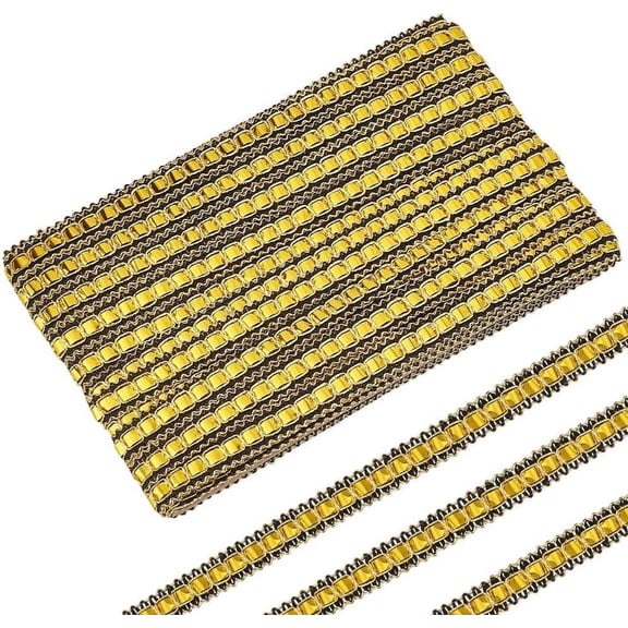 20 Yard Polyester Ribbons with Glass Sead Beads Yellow 1/2 inch(12mm) for Handmade