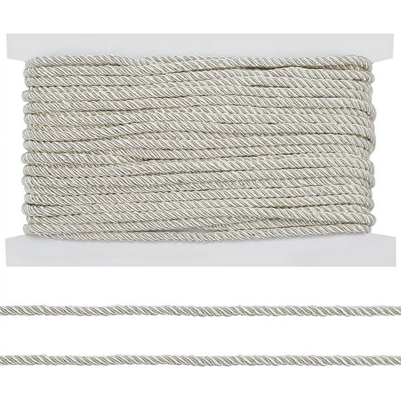 20 Yard Twisted Cord Rope Trim 3-Ply 6mm in Diameter Twisted Cord Ribbon Bisque Twisted Rope Polyester Twisted Trim Cord Rope for DIY Handmade Crafts Home Curtain Decoration for making