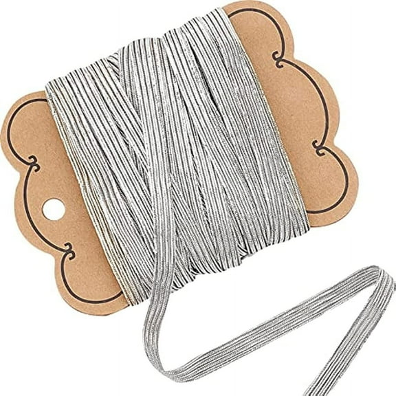 20 Yards 0.25Inch Flat Elastic Band 6mm Wide Silver Elastic Cords Thin Strip Ribbon for Sewing Crafts Skirt Waistband Dress Making