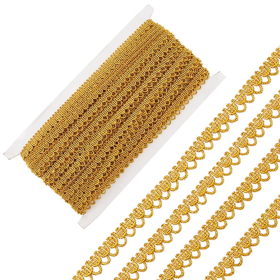 20 Yards 0.39 Inch Metallic Braid Trim Gold Floral Lace Ribbon Embellishment Flower Pattern Edge Trims for Sewing Wedding Bridal Clothes