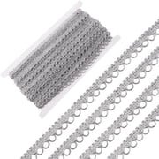 20 Yards 0.39 Inch Silver Gimp Braid Trim Metallic Edge Trims Embellishment Flower Pattern Lace Ribbons