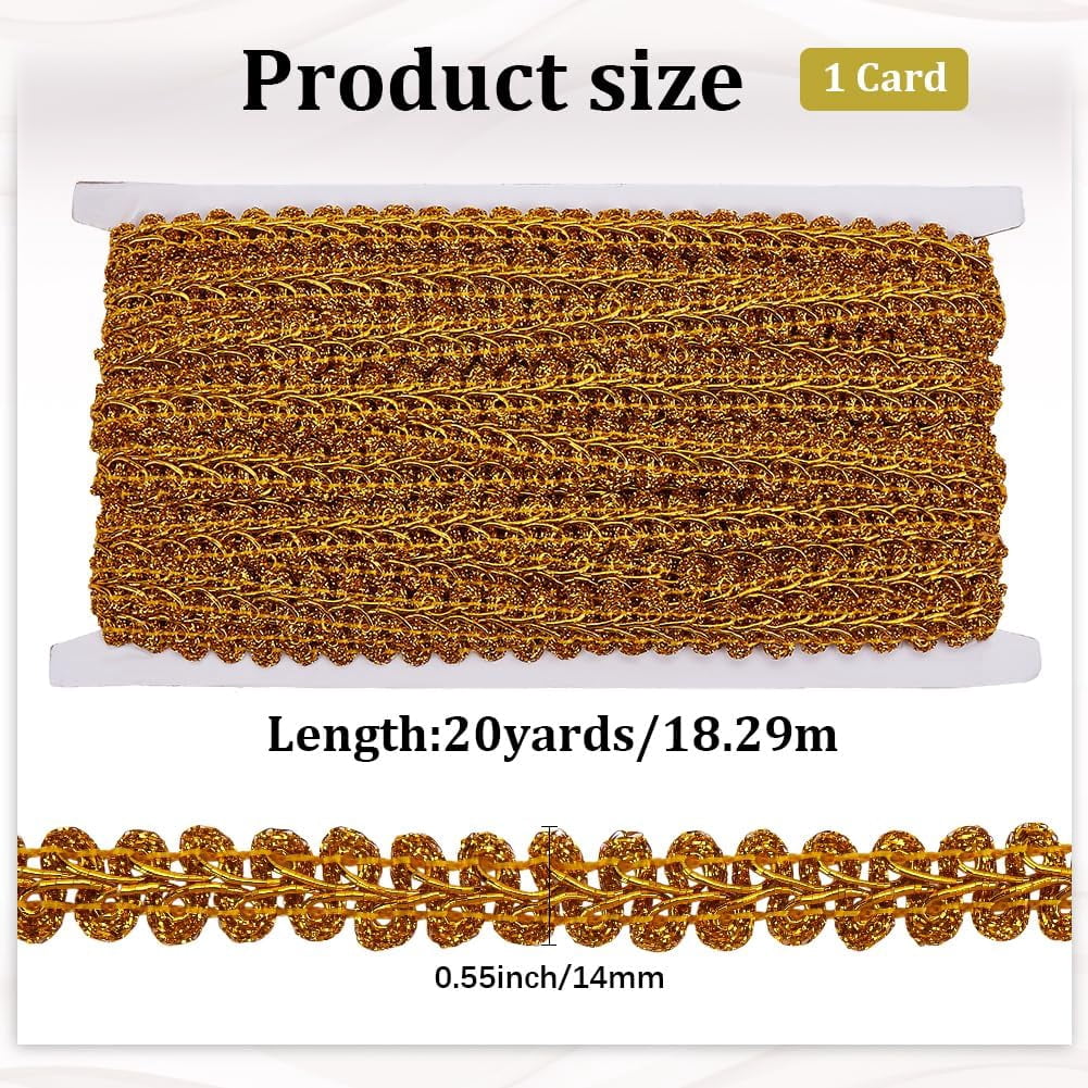 Gold Rib Trim 20 Yards 1/2 Inch Gold Gimp Braid Trim Polyester Woven Fabric Trimming ...