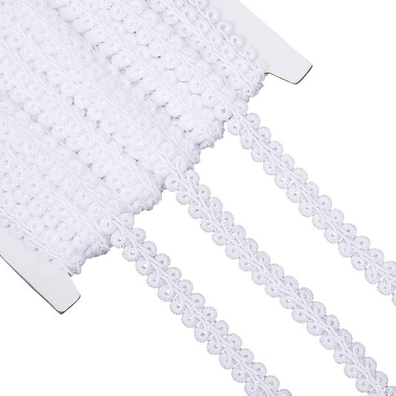 20 Yards 1/2 Inch White Gimp Braid Trim Woven Lace Trimming Polyester Upholstery Soild Fabric Decorative Ribbon Roll for Jewelry Making Sewing Crafts Curtain Costumes Embellishment