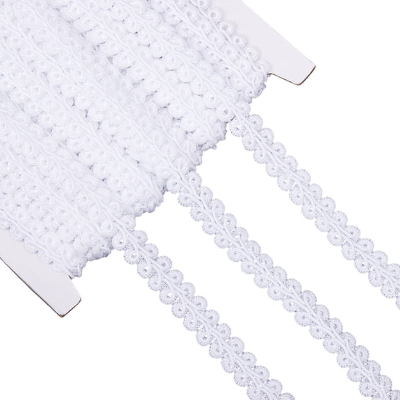 20 Yards 1/2 Inch White Gimp Braid Trim Woven Lace Trimming Polyester Upholstery Soild Fabric Decorative Ribbon Roll