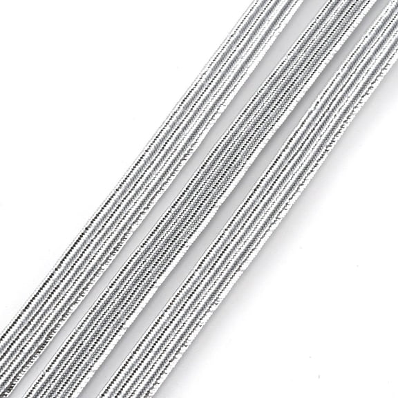20 Yards 1/4 Inch Flat Sliver Elastic Band Glitter Metallic Elastic Cords Strip Strap Elasticity Knit String Ribbon for Sewing Crafts