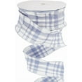 thumbnail image 1 of 20 Yards 1.5 Inch Blue White Buffalo Plaid Ruffle Ribbon Double Ruffled Edge Chiffon Pleated Checkered Gingham Fabric Ribbons Bulk, 1 of 9