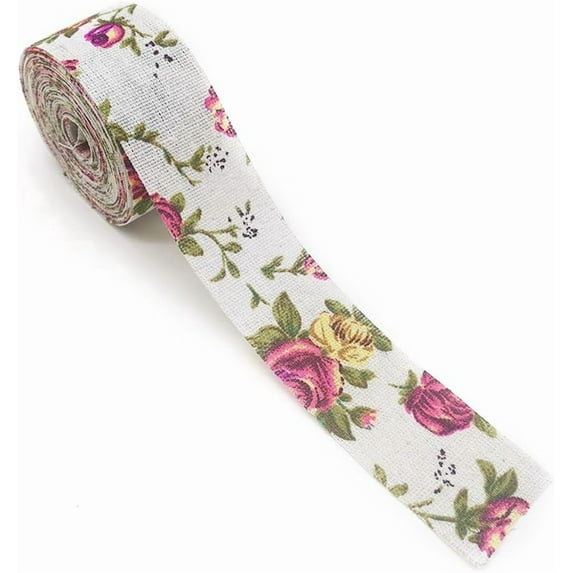 20 Yards 1.5 Inch Floral Wired Edge Ribbon Rose Flower Pattern Grosgrain Ribbon Spring Print Fabric Decorative Ribbons for Sewing Making Craft Gift Wrapping Christmas Dress Supplies Colorful DIY
