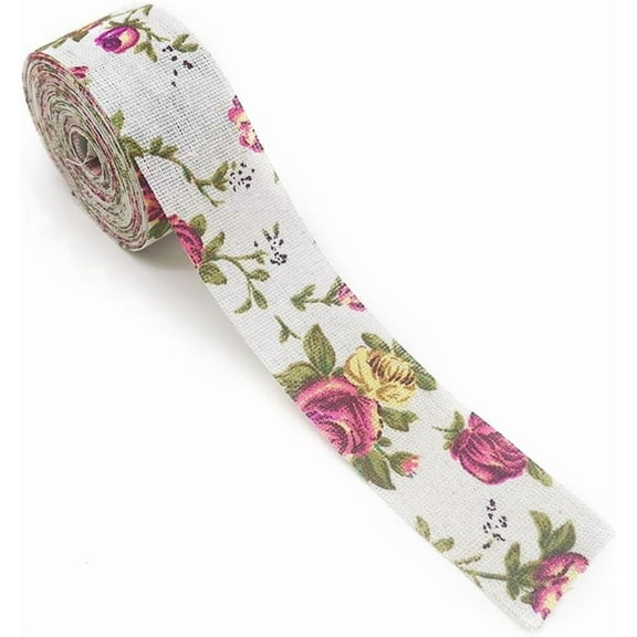20 Yards 1.5 Inch Floral Wired Edge Ribbon Rose Flower Pattern Grosgrain Ribbon Spring Print Fabric Decorative Ribbons