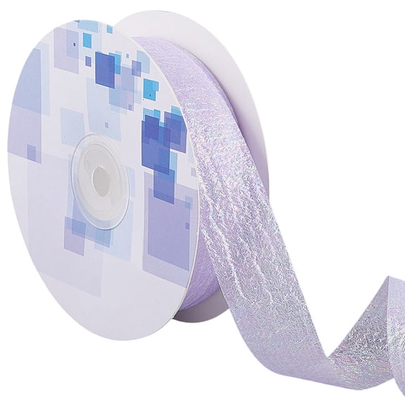 20 Yards 1 Inch Ruffle Pleated Ribbon Trim Light Purple Ruffled Ribbons Pastel Metallic Glitter Sparkly Iridescent Trimming Bulk Roll with Spool
