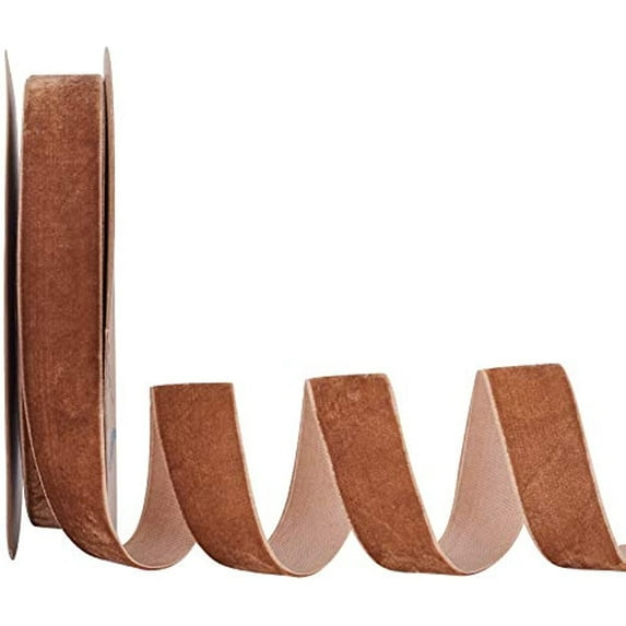 20 Yards 1 Inch Single Side Velvet Ribbon Satin Ribbon Roll for Wedding Gift Wrapping Hair Bows Flower Arranging Home Decorating Brown