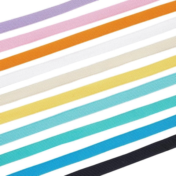 20 Yards 10 Styles Flat Polyester Non-Slip Elastic Cord Silicone Gripper Elastic Band Garment Accessories Mixed Color 3/8 inch(10mm) for handmaking