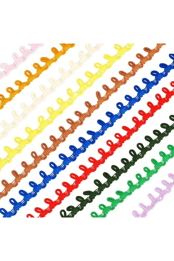 20 Yards 10 colors Petite Braid Trim with Elastic Button Loop Buttonhole Tassel Fringe Lace Trim for Wedding Costume DIY Crafts Jewelry Home Decor 2 Yards/color Nylon