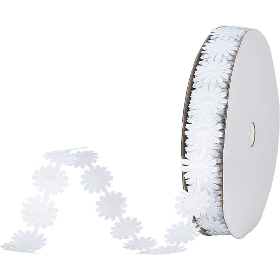 20 Yards 17mm Daisy Flower Trim Ribbon Polyester Embroidery Lace Trim Decorative Lace