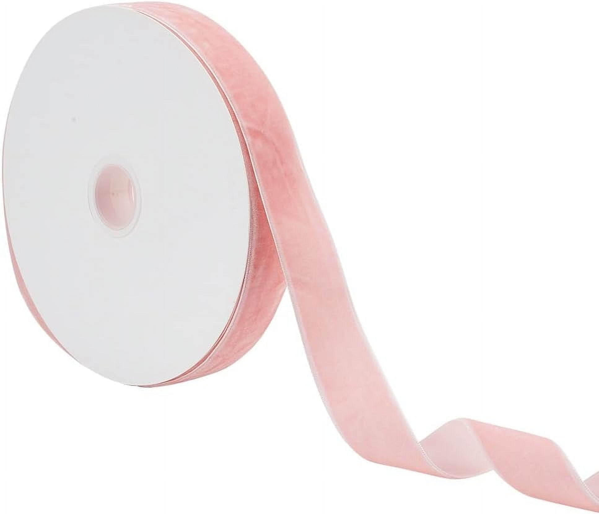 20 Yards(18.28m) Single Face Velvet Ribbon 1 Inch(2.5cm) Wide Pink ...