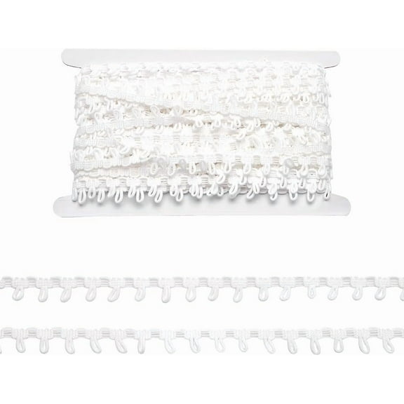 20 Yards(18.2m) Elastic Button Loop Trim Button Loop White Braid Trim with Elastic Button Loops Button Braid Cord Buttonhole Lace Trim for Costume Crafts Sewing Wedding Bridal Dress Decor