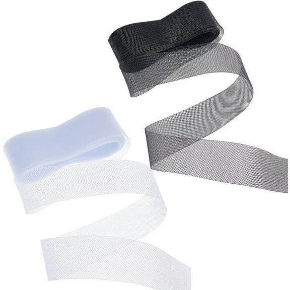 20 Yards 2 Colors Stiff Horsehair Braid Horsehair Mesh Braid Trim 2-1/8 inch(5.5cm) Wide Polyester Stiff Ribbons for Boning Sewing Wedding Dress Gowns Skirt Hat Accessories