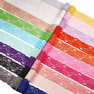 20 Yards 2 Inch Elastic Lace Fabric Stretch Floral Pattern Trim Ribbon