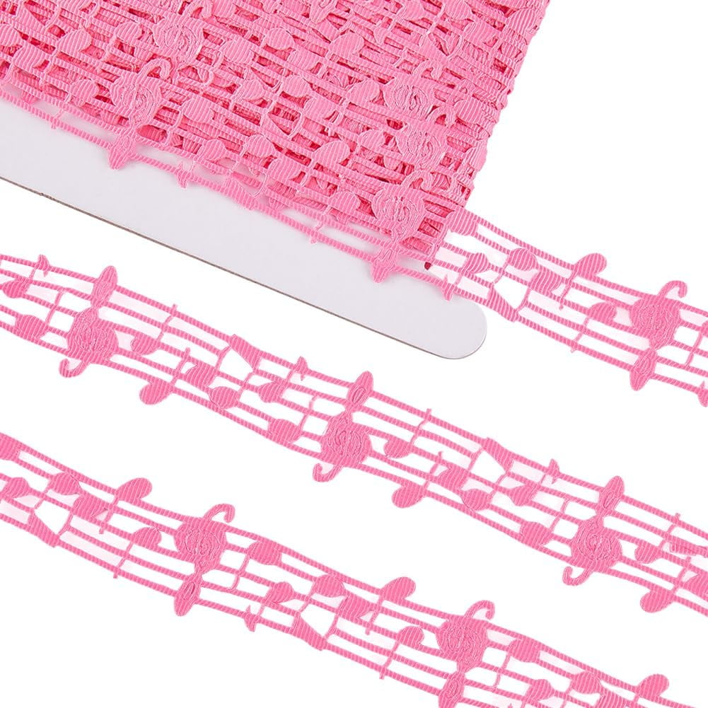 Notes Pink Ribbon 20 Yards 28mm Hollow Musical Note Ribbon Music Grosgrain Engraved ...