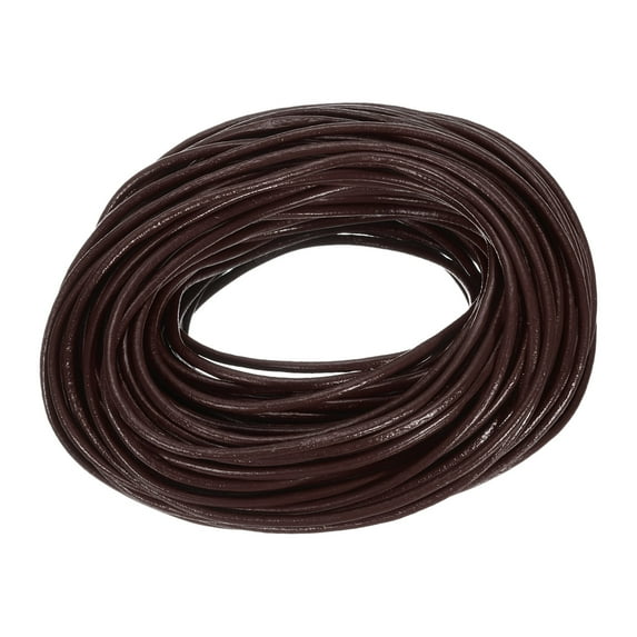 20 Yards 2mm Round Leather Cord Lacing String for DIY Crafts, Dark Coffee