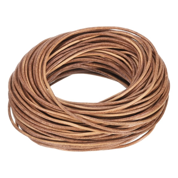 20 Yards 2mm Round Leather Cord Lacing String for DIY Crafts, Pure Brown