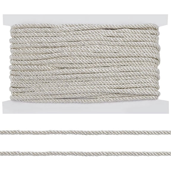 20 Yards 3-Ply Polyester Twisted Cord with Tape Card Cord for Home Decoration Upholstery Curtain Tieback Bisque 6mm for Handmade
