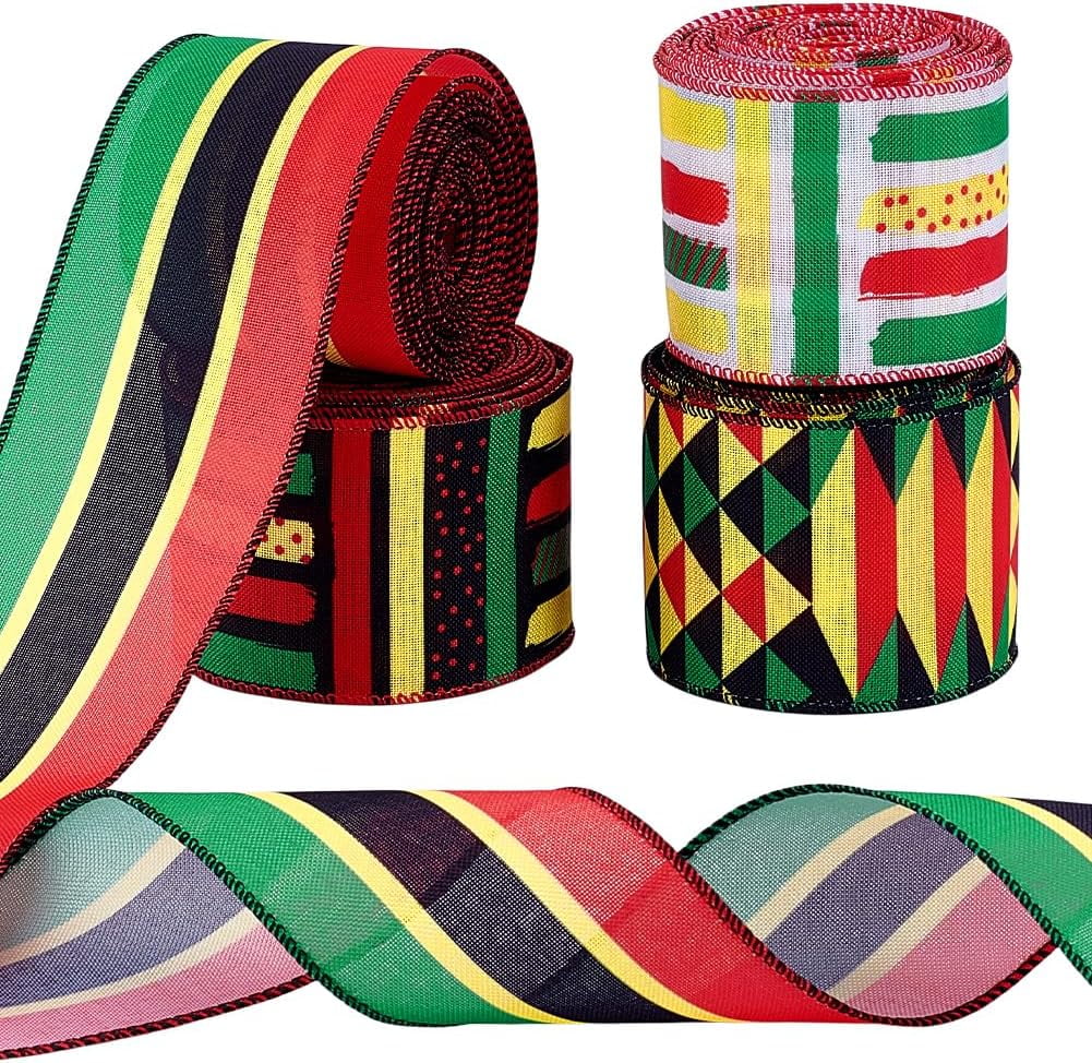 20 Yards 4 Styles Kwanzaa Ribbon Black History Ribbon African American ...
